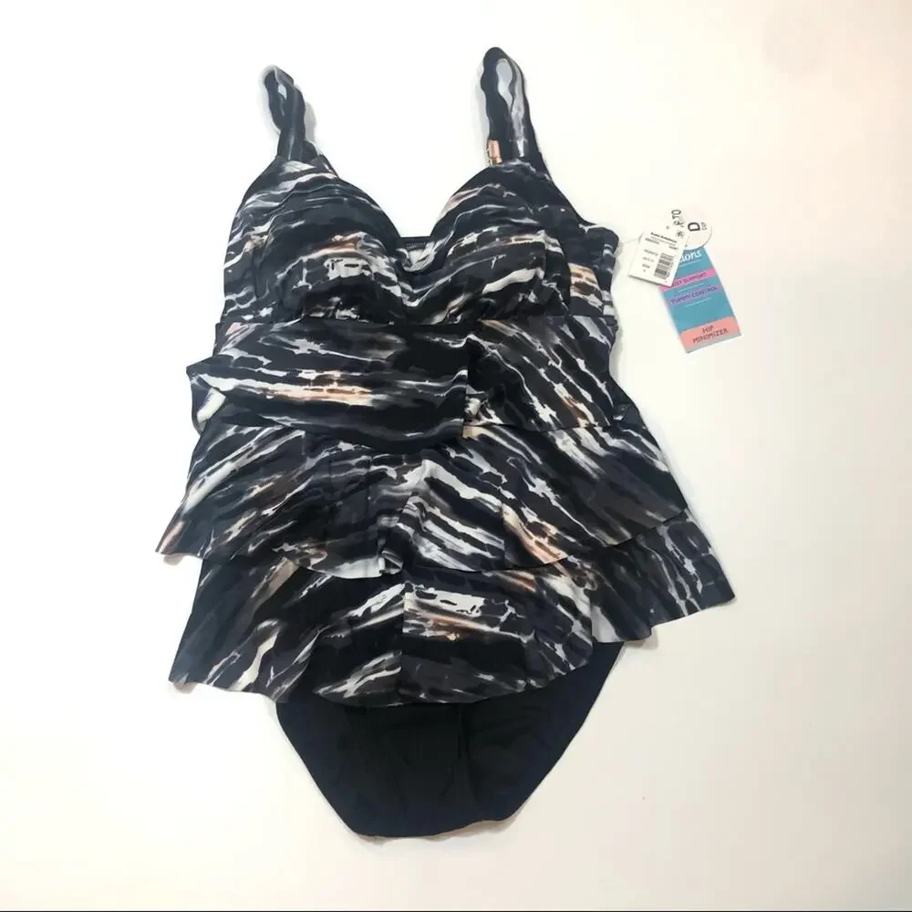 Swim Solutions Triple Tiered One-Piece Swimsuit